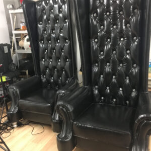 Tall Black Leather Tufted Chairs