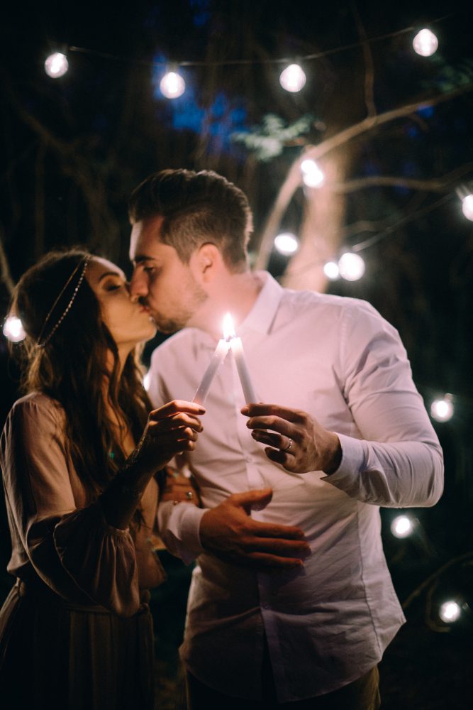 ceremony bohemian wedding boho dress style decor ideas bride couple lanterns