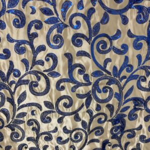 CREME & BLUE SEQUIN TABLECLOTH