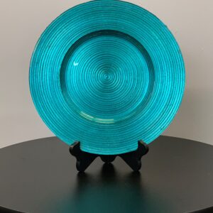 GLASS CHARGER PLATE TURQUOISE RINGS