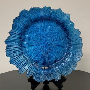 GLASS CHARGER PLATE  BLUE SPONGE