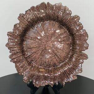 GLASS CHARGER PLATE BROWN  SPONGE
