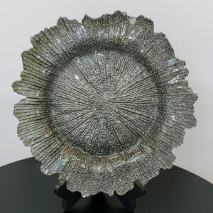 GLASS CHARGER PLATE OLIVE SPONGE