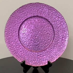 GLASS CHARGER PLATE PURPLE STONE