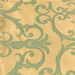 GOLD W/LIME GREEN DAMASK TABLECLOTH