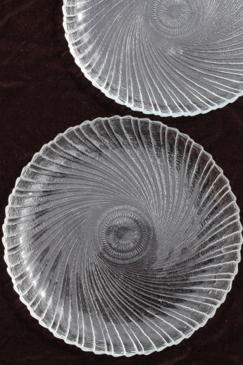 Seabreeze-Arcoroc-glass-salad-plates-salad-bowl-set-clear-glass-Sea-Breeze-Laurel-Leaf-Farm-item-no-s41566-4