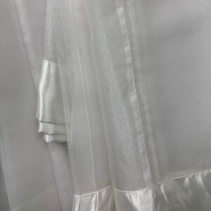 WHITE SHEER W/SATIN TRIM OVERLAY