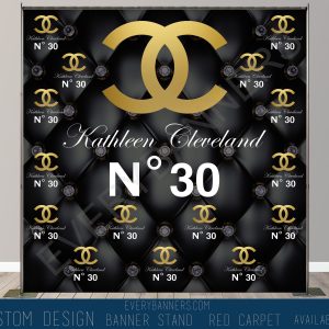 Chanel inspired themed Birthday Step and Repeat Backdrop