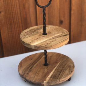 Round Wooden 2 Tier Dessert Stand