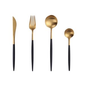 Black Stem Gold Flatware (4 Piece)