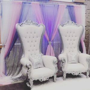 Silver and White Royal Throne Chairs