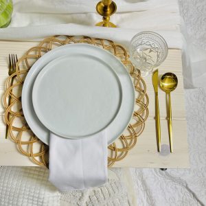 White modern plates (dinner + salad) set