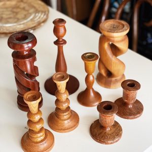 Vintage Solid Wood Candleholders
