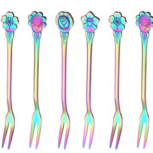 Gemstone Floral Appetizer Fork Set (8 pc)