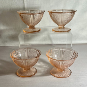 Jeannette Cherry Blossom Sherbet Footed Bowl Peach/Pink 3"