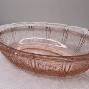 Jeannette Cherry Blossom Oval Serving Bowl Peach/Pink 9″