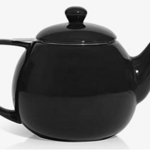 SWEEJAR Round Porcelain Teapot w/Removable SS Infuser 30oz. Black