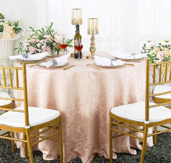 Tablelinen-TableclothJacquardPolyester-BlushPink108inRound