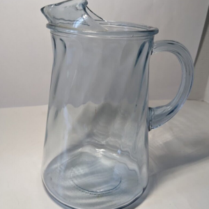 Bartlett Collins/Indiana Blue Swirl Glass Water Pitcher 64oz.