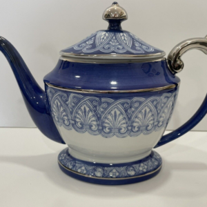 Bombay Company Arabesque Tile Blue White China Teapot 24oz.