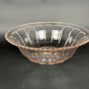 Heisey Colonial Heavy Glass Punch Bowl Rose 15"x 6" tall w/glass ladle