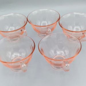 Fostoria FAIRFAX Depression Glass Peach/Pink Punch Bowl Cups
