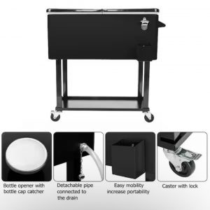 Black Wheeled 80qt Cooler